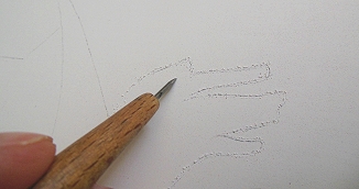 das Ritzen der Zeichnung