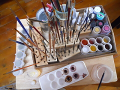 Ikonenmalkurs Pinsel und Farben